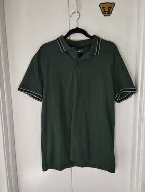 Primark Dark Green Polo with Navy & White Trim